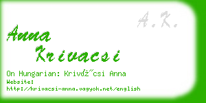 anna krivacsi business card